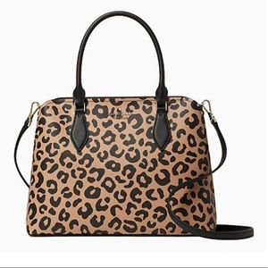 NWT Kate Spade Darcy Leopard Animal Print Large Satchel